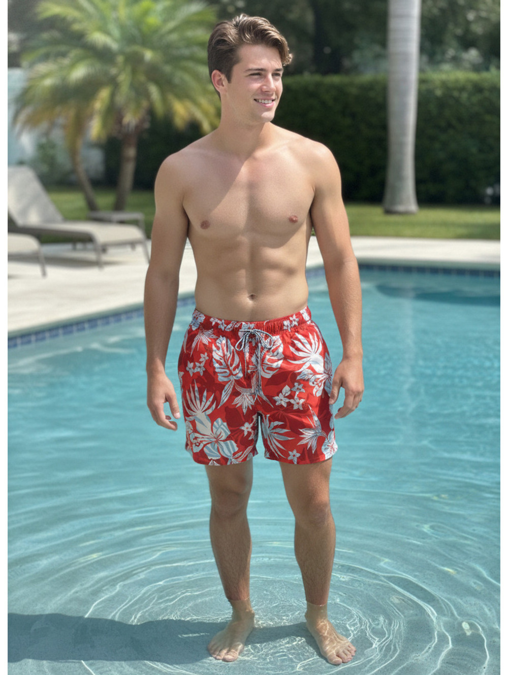 LIKE NEW | Speedo | M | Mens Red Floral Swim Trunks